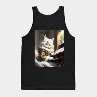 Cat Playing Piano - Modern Digital Art Tank Top